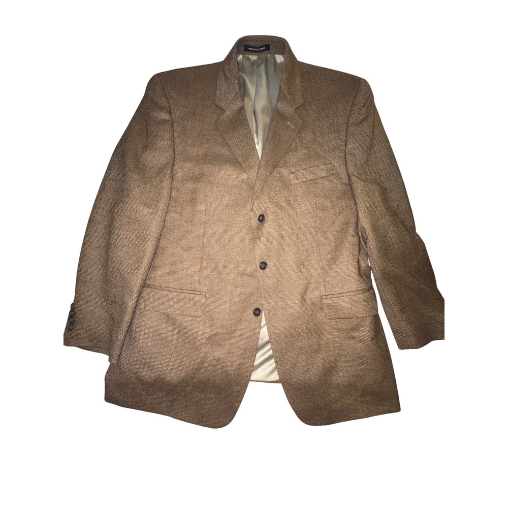 Calvin Klein Macys Mens 46R Brown 100% Lambswool 3 Button Sport Coat Blazer